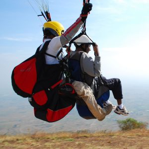 Two seater paragliding flight